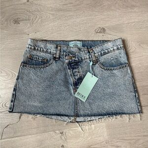 REVICE Distressed Blue Denim Mini Skirt
